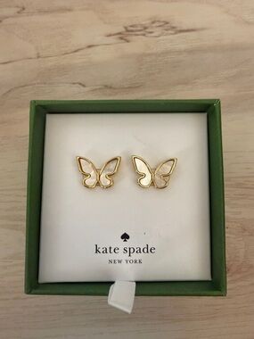 kate spade Gold All a Flutter Butterfly Stud Earrings